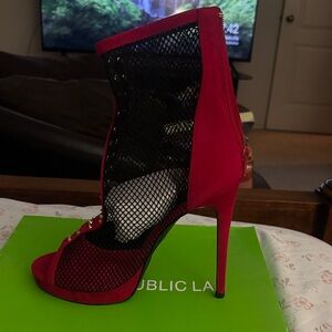 Shoe Republic LA Red and Black Stiletto Heels